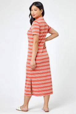 Roman Pink Petite Stripe Print Polo Shirt Dress 8 Roman Pink Petite Stripe Print Polo Shirt Dress -Roman Sales Shop unnamed file 2393
