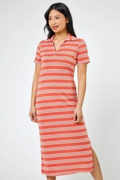 Roman Pink Petite Stripe Print Polo Shirt Dress 11 Roman Pink Petite Stripe Print Polo Shirt Dress -Roman Sales Shop unnamed file 2396