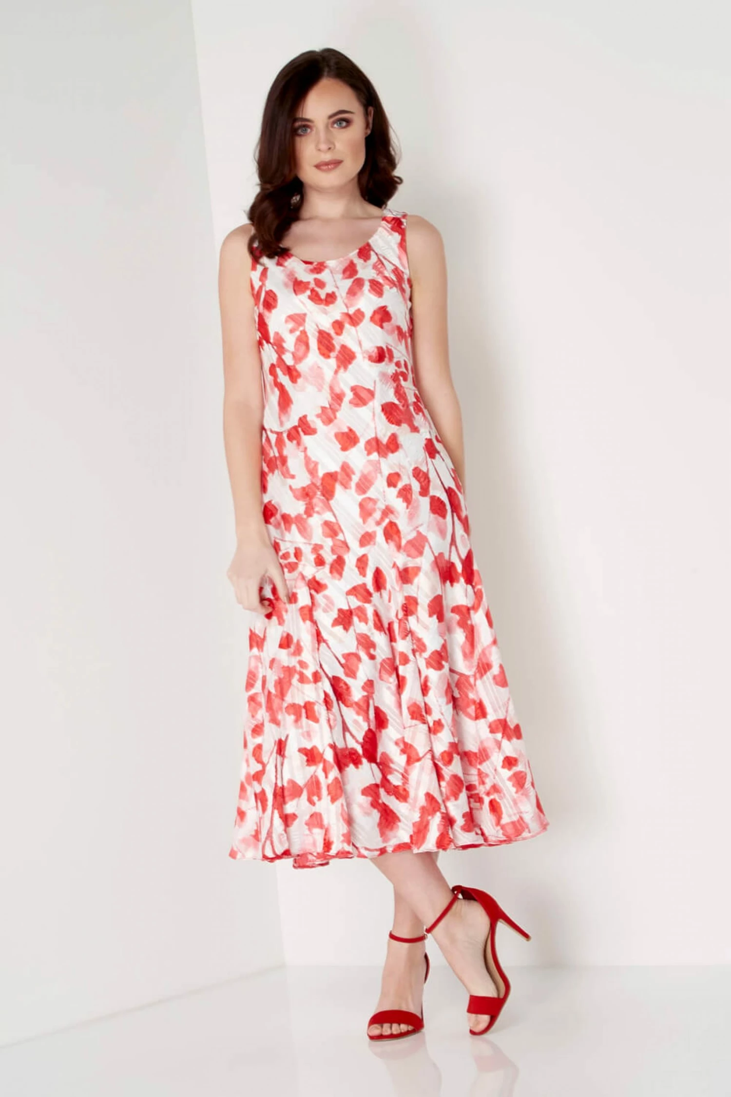 Roman Red Poppy Print Bias Cut Midi Dress 5 Roman Red Poppy Print Bias Cut Midi Dress - Image 3