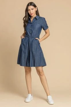 Roman Blue Denim Belted Skater Shirt Dress 9 Roman Blue Denim Belted Skater Shirt Dress -Roman Sales Shop unnamed file 2414