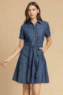 Roman Blue Denim Belted Skater Shirt Dress 11 Roman Blue Denim Belted Skater Shirt Dress -Roman Sales Shop unnamed file 2416