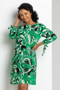 Roman Green Petite Paisley Print Tie Detail Shift Dress 12 Roman Green Petite Paisley Print Tie Detail Shift Dress -Roman Sales Shop unnamed file 2425