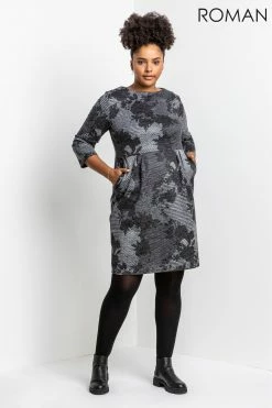 Roman Grey Curve Glitter Animal Print Twist Midi Dress -Roman Sales Shop unnamed file 2429