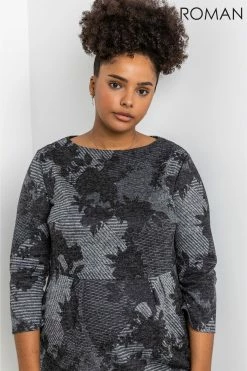 Roman Grey Curve Glitter Animal Print Twist Midi Dress -Roman Sales Shop unnamed file 2430