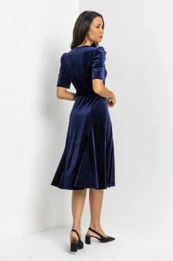 Roman Blue Velvet Buckled Belt Midi Dress 10 Roman Blue Velvet Buckled Belt Midi Dress -Roman Sales Shop unnamed file 2439
