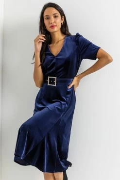 Roman Blue Velvet Buckled Belt Midi Dress 13 Roman Blue Velvet Buckled Belt Midi Dress -Roman Sales Shop unnamed file 2442