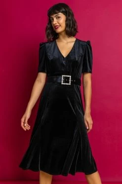 Roman Blue Velvet Buckled Belt Midi Dress 15 Roman Blue Velvet Buckled Belt Midi Dress -Roman Sales Shop unnamed file 2444
