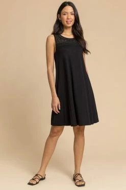 Roman Black Crochet Yoke A-Line Jersey Dress 9 Roman Black Crochet Yoke A-Line Jersey Dress -Roman Sales Shop unnamed file 2457