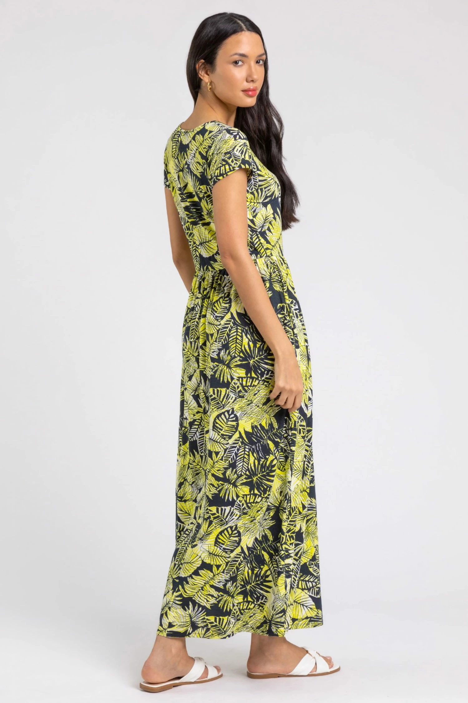 Roman Yellow Tropical Print Jersey Maxi Dress 4 Roman Yellow Tropical Print Jersey Maxi Dress - Image 2