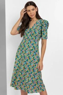 Roman Blue Floral Puff Sleeve Wrap Dress 11 Roman Blue Floral Puff Sleeve Wrap Dress -Roman Sales Shop unnamed file 2469