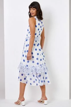 Roman White Multi Spot Print Frill Hem Midi Dress -Roman Sales Shop unnamed file 2472
