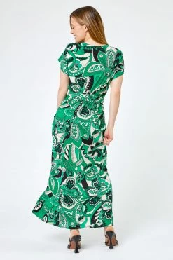 Roman Green Petite Paisley Print Tie Waist Maxi Dress 8 Roman Green Petite Paisley Print Tie Waist Maxi Dress -Roman Sales Shop unnamed file 2476