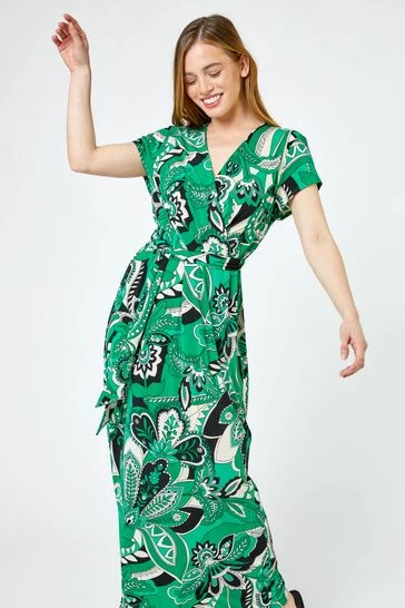 Roman Green Petite Paisley Print Tie Waist Maxi Dress 7 Roman Green Petite Paisley Print Tie Waist Maxi Dress - Image 5