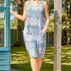 Roman Blue Tie Dye Print Pocket Cocoon Dress