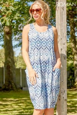 Roman Blue Tie Dye Print Pocket Cocoon Dress 10 Roman Blue Tie Dye Print Pocket Cocoon Dress -Roman Sales Shop unnamed file 2488