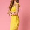 Roman Yellow Shirred Bodice Frill Detail Midi Dress 2 Roman Yellow Shirred Bodice Frill Detail Midi Dress -Roman Sales Shop unnamed file 2502