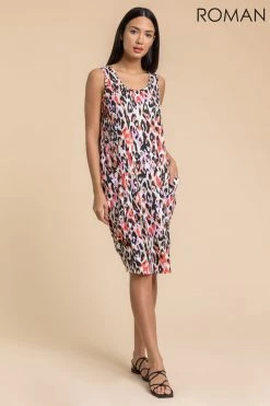 Roman White Animal Print Slouch Pocket Dress 9 Roman White Animal Print Slouch Pocket Dress -Roman Sales Shop unnamed file 2509