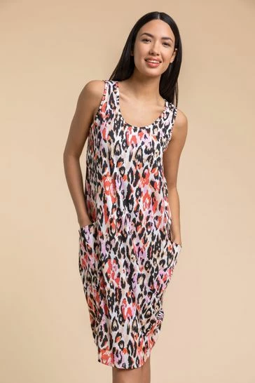 Roman White Animal Print Slouch Pocket Dress 7 Roman White Animal Print Slouch Pocket Dress - Image 5