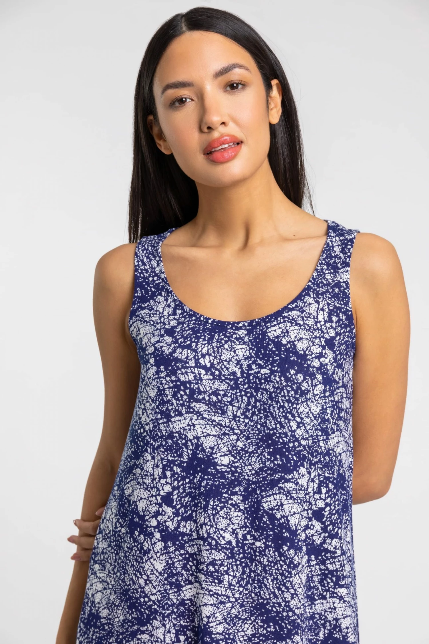 Roman Blue Abstract Print Hanky Hem Maxi Dress 5 Roman Blue Abstract Print Hanky Hem Maxi Dress - Image 3