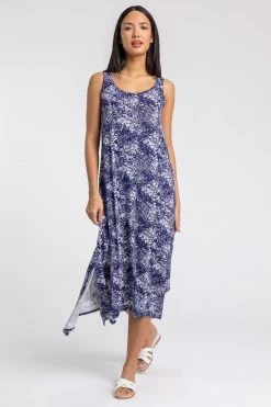 Roman Blue Abstract Print Hanky Hem Maxi Dress 10 Roman Blue Abstract Print Hanky Hem Maxi Dress -Roman Sales Shop unnamed file 2515