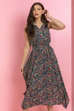 Roman Blue Floral Paisley Hanky Hem Dress -Roman Sales Shop unnamed file 2525