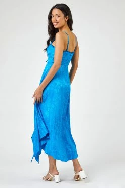 Roman Blue Satin Ruffle Detail Jacquard Midi Dress 9 Roman Blue Satin Ruffle Detail Jacquard Midi Dress -Roman Sales Shop unnamed file 2527