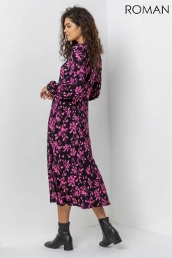 Roman Purple Abstract Floral Fit & Flare Midi Dress 8 Roman Purple Abstract Floral Fit & Flare Midi Dress -Roman Sales Shop unnamed file 2533