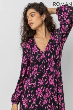 Roman Purple Abstract Floral Fit & Flare Midi Dress 10 Roman Purple Abstract Floral Fit & Flare Midi Dress -Roman Sales Shop unnamed file 2535