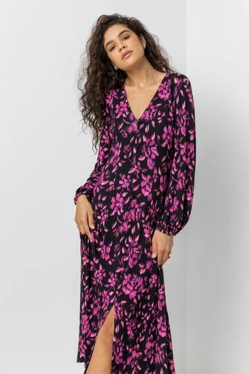 Roman Purple Abstract Floral Fit & Flare Midi Dress 7 Roman Purple Abstract Floral Fit & Flare Midi Dress - Image 5