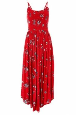 Roman Red Strappy Shirred Floral Midi Dress 11 Roman Red Strappy Shirred Floral Midi Dress -Roman Sales Shop unnamed file 2541