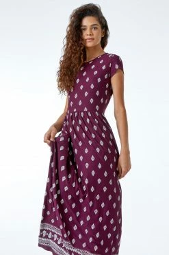 Roman Purple Paisley Border Print Maxi Dress -Roman Sales Shop unnamed file 2548