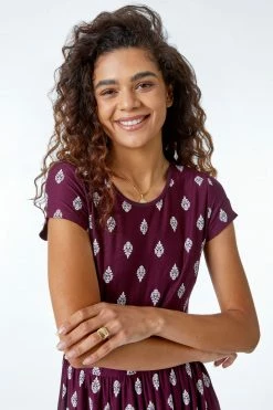 Roman Purple Paisley Border Print Maxi Dress -Roman Sales Shop unnamed file 2550