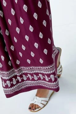 Roman Purple Paisley Border Print Maxi Dress -Roman Sales Shop unnamed file 2551