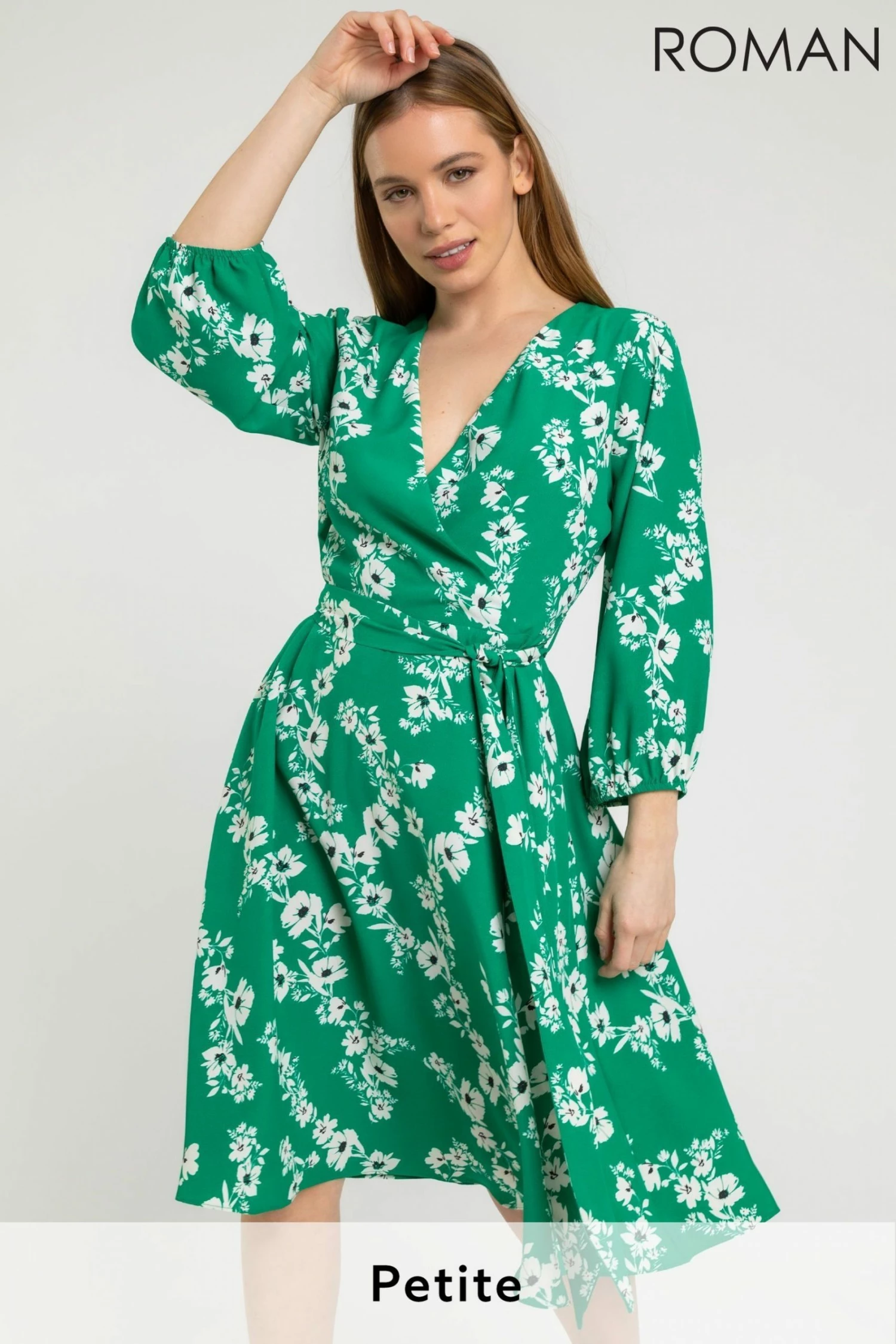 Roman Green Petite Floral Fit & Flare Dress 3 Roman Green Petite Floral Fit & Flare Dress
