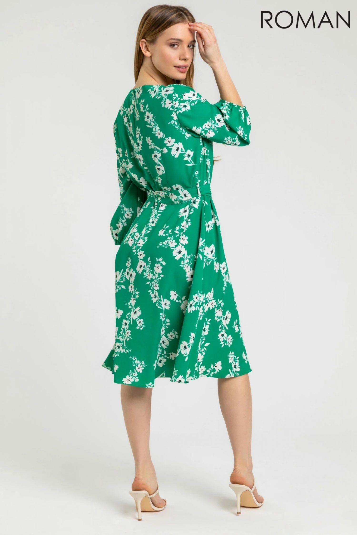 Roman Green Petite Floral Fit & Flare Dress 4 Roman Green Petite Floral Fit & Flare Dress - Image 2