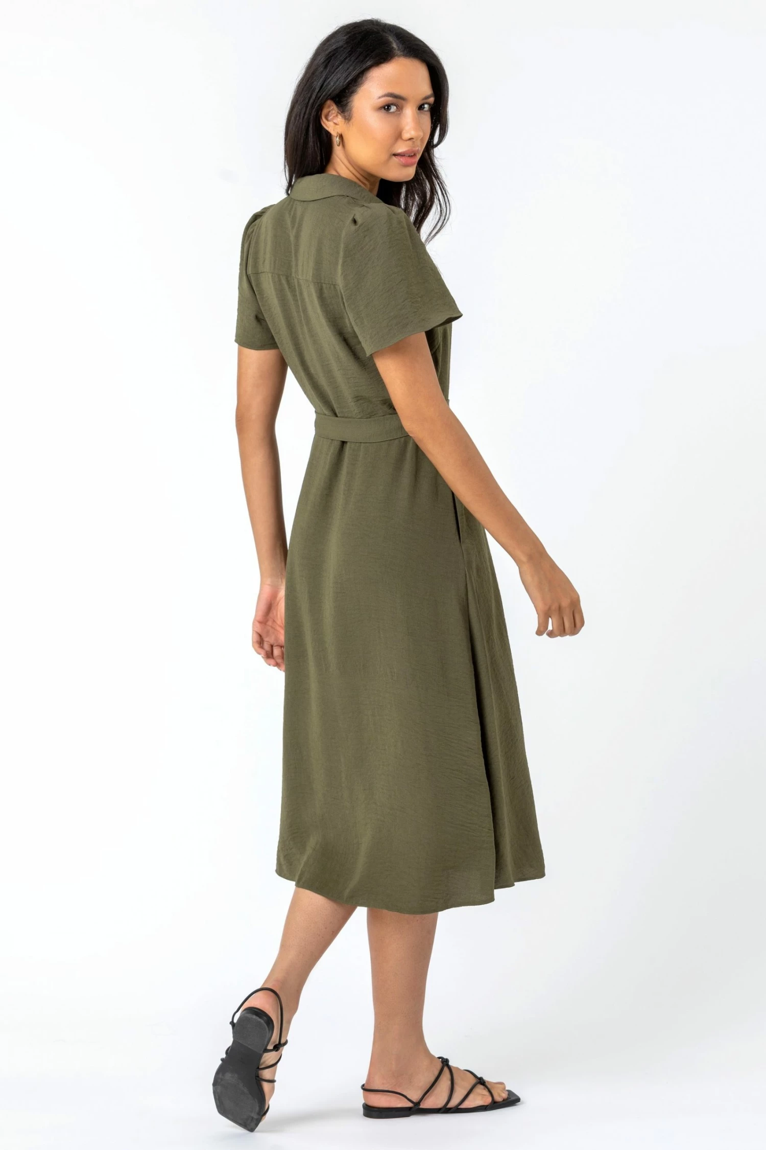 Roman Khaki Belted Pocket Detail Shirt Dress 4 Roman Khaki Belted Pocket Detail Shirt Dress - Image 2