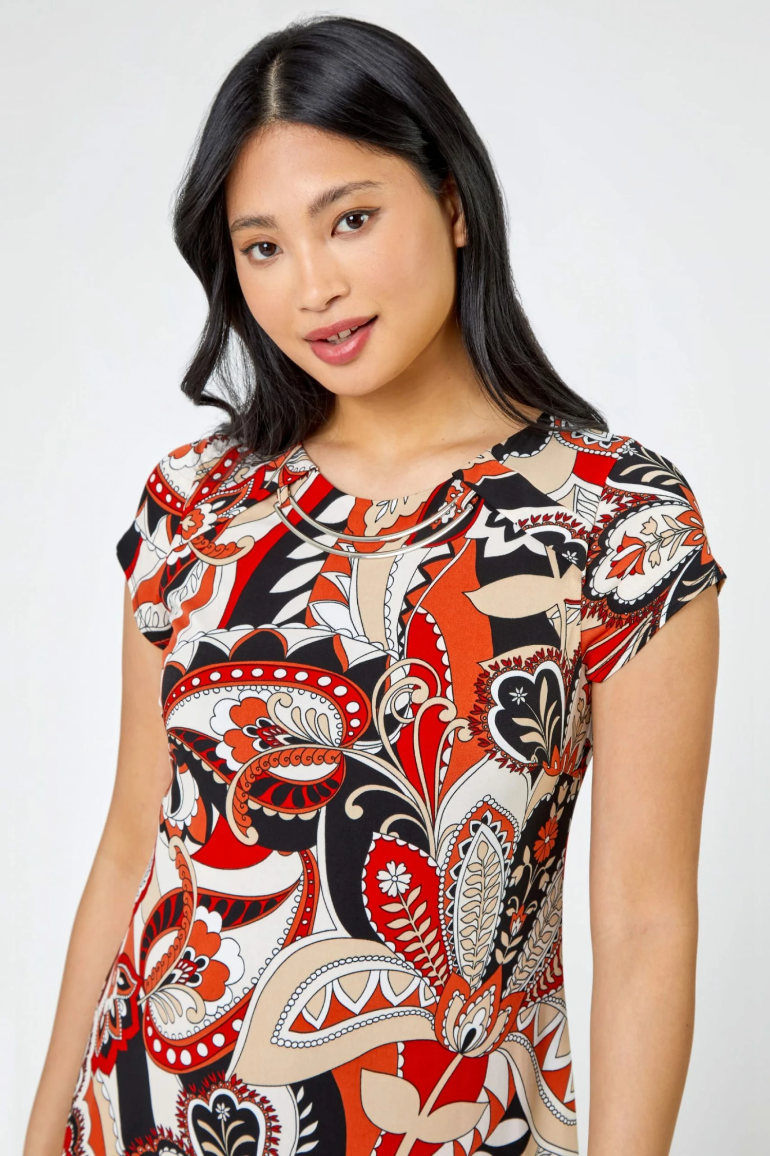 Roman Red Petite Paisley Print Shift Dress 6 Roman Red Petite Paisley Print Shift Dress - Image 4