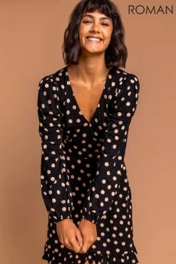 Roman Spot Frill Detail Print Dress -Roman Sales Shop unnamed file 258