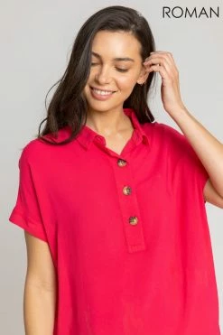 Roman Red Pocket Detail Button Shirt Dress 11 Roman Red Pocket Detail Button Shirt Dress -Roman Sales Shop unnamed file 2583