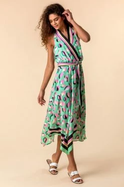 Roman Green Abstract Print Asymmetric Midi Dress 11 Roman Green Abstract Print Asymmetric Midi Dress -Roman Sales Shop unnamed file 2590