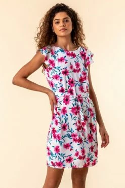 Roman White Floral Print Frill Sleeve Dress 11 Roman White Floral Print Frill Sleeve Dress -Roman Sales Shop unnamed file 2600