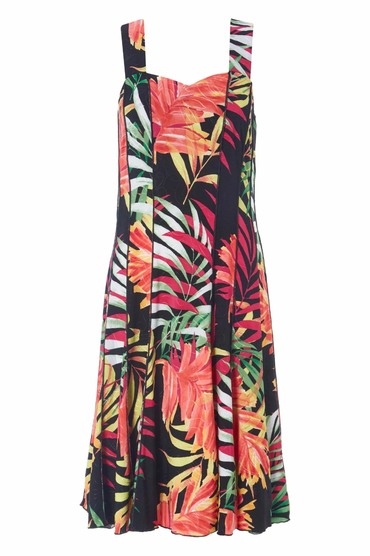 Roman Black Tropical Print Panel Dress 6 Roman Black Tropical Print Panel Dress - Image 4