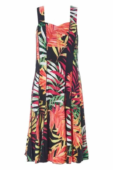 Roman Black Tropical Print Panel Dress 7 Roman Black Tropical Print Panel Dress - Image 5