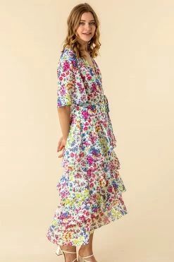 Roman Multi Frill Detail Floral Print Dress