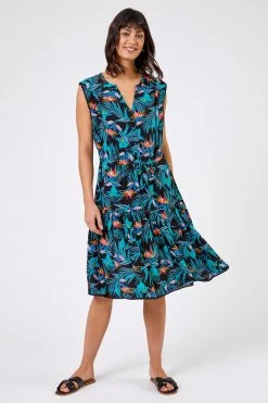 Roman Blue Floral Print Tiered Woven Dress 8 Roman Blue Floral Print Tiered Woven Dress -Roman Sales Shop unnamed file 2628