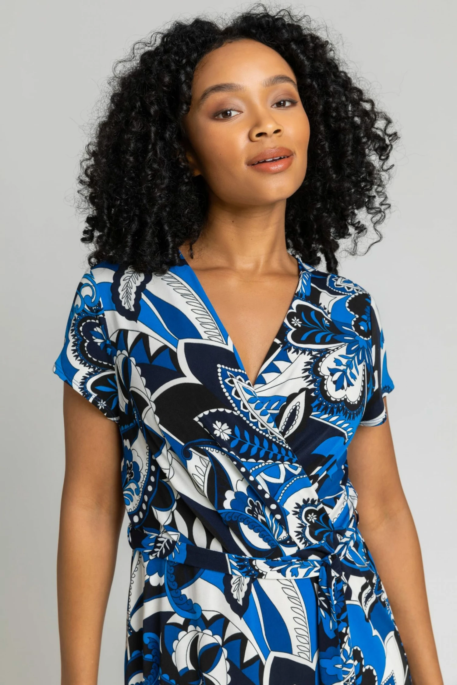 Roman Blue Petite Paisley Print Tie Waist Maxi Dress 6 Roman Blue Petite Paisley Print Tie Waist Maxi Dress - Image 4