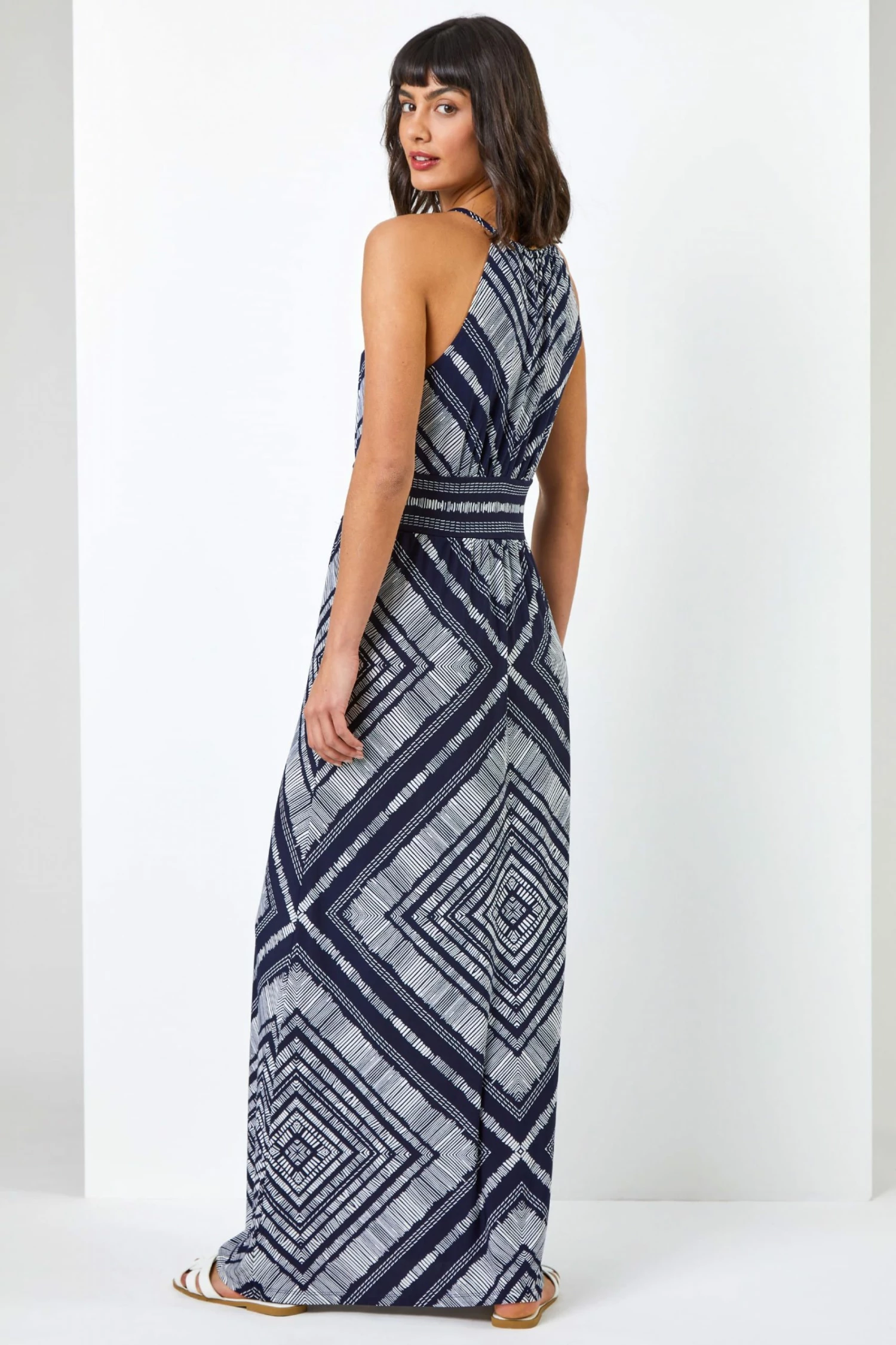 Roman Blue Boho Print Halterneck Maxi Dress 4 Roman Blue Boho Print Halterneck Maxi Dress - Image 2