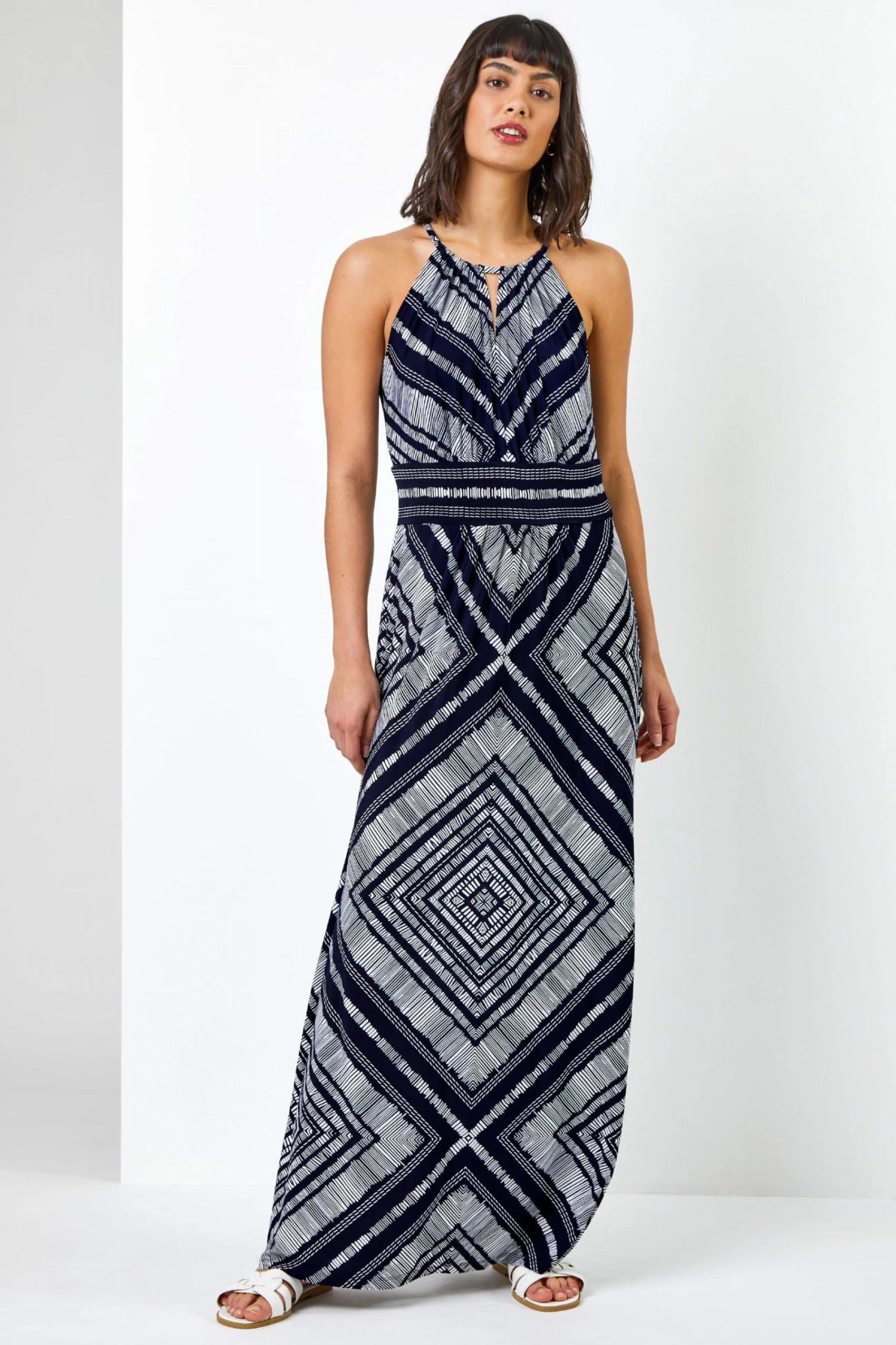 Roman Blue Boho Print Halterneck Maxi Dress 5 Roman Blue Boho Print Halterneck Maxi Dress - Image 3