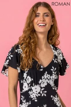 Roman Black Floral Print Back Detail Maxi Dress 10 Roman Black Floral Print Back Detail Maxi Dress -Roman Sales Shop unnamed file 2722