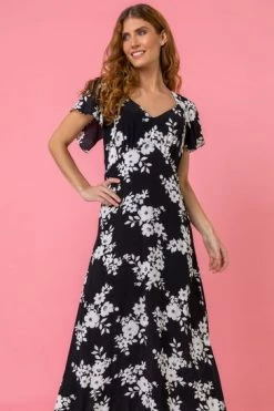 Roman Black Floral Print Back Detail Maxi Dress 11 Roman Black Floral Print Back Detail Maxi Dress -Roman Sales Shop unnamed file 2723